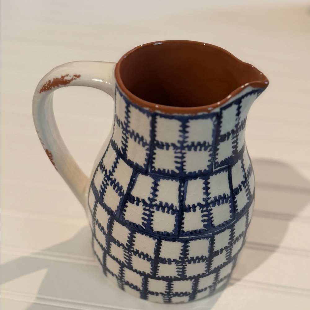 Mid Pie blue, white a d terracotta pitcher